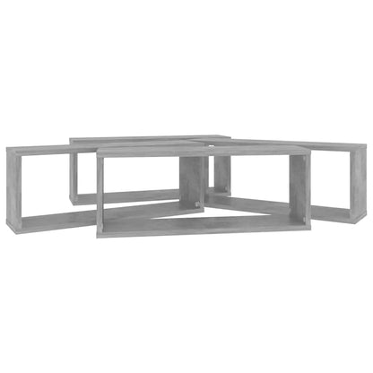 Prateleiras parede forma de cubo 4 pcs 60x15x23cm cinza cimento