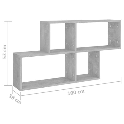 Estante de parede 100x18x53 cm deriv. madeira cinzento cimento