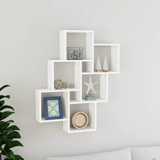 Estante de parede cúbica 78x15x93cm derivados de madeira branco