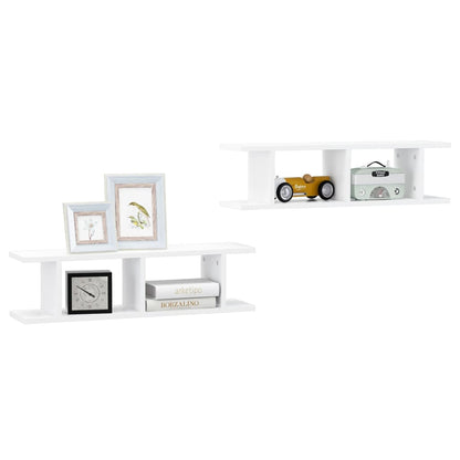 Prateleiras de parede 2 pcs 75x18x20 cm deriv. madeira branco