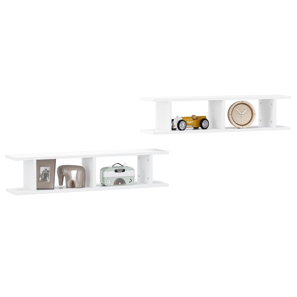 Estantes de parede 2 pcs 90x18x20 cm contraplacado branco