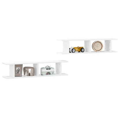 Estantes de parede 2 pcs 90x18x20 cm contraplacado branco