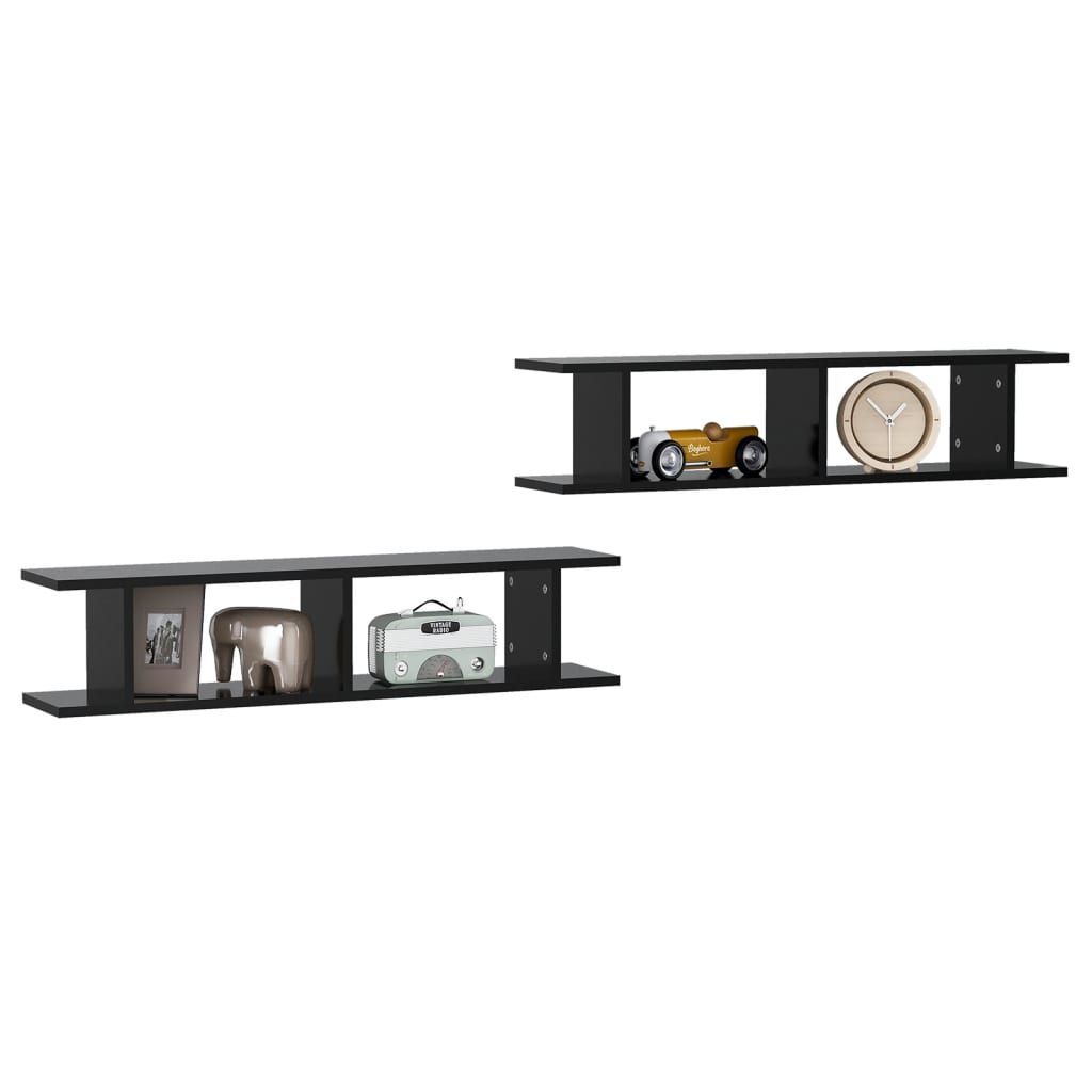 Estantes de parede 2 pcs 90x18x20 cm contraplacado preto