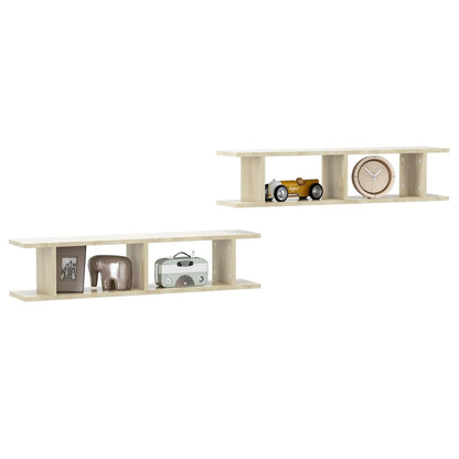 Estantes de parede 2 pcs 90x18x20 cm contrapl. carvalho sonoma