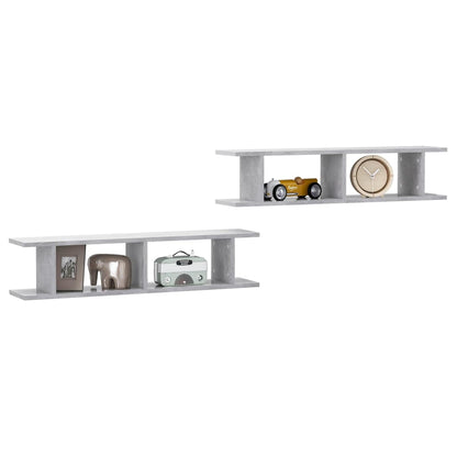 Estantes de parede 2 pcs 90x18x20cm contraplacado cinza cimento