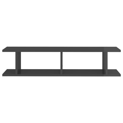 Estantes de parede 2 pcs derivados de madeira cinza brilhante