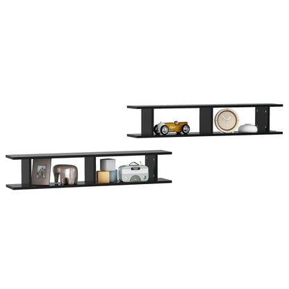 Estantes de parede 2 pcs 105x18x20 cm contraplacado preto