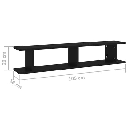 Estantes de parede 2 pcs 105x18x20 cm contraplacado preto