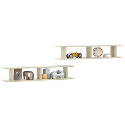 Estantes de parede 2 pcs 105x18x20 cm contrapl. carvalho sonoma