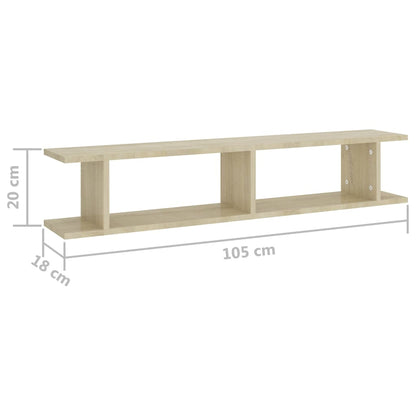 Estantes de parede 2 pcs 105x18x20 cm contrapl. carvalho sonoma