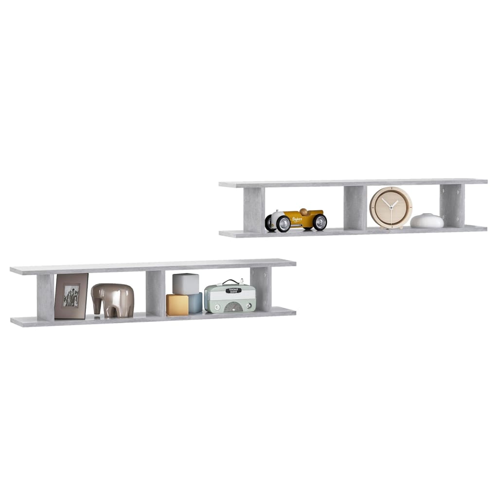Estantes de parede 2 pcs 105x18x20cm contrapl. cinzento cimento