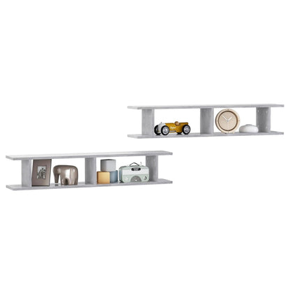 Estantes de parede 2 pcs 105x18x20cm contrapl. cinzento cimento