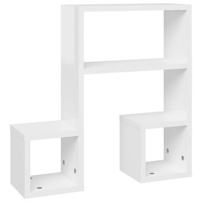 Estantes de parede 2 pcs derivados de madeira branco brilhante