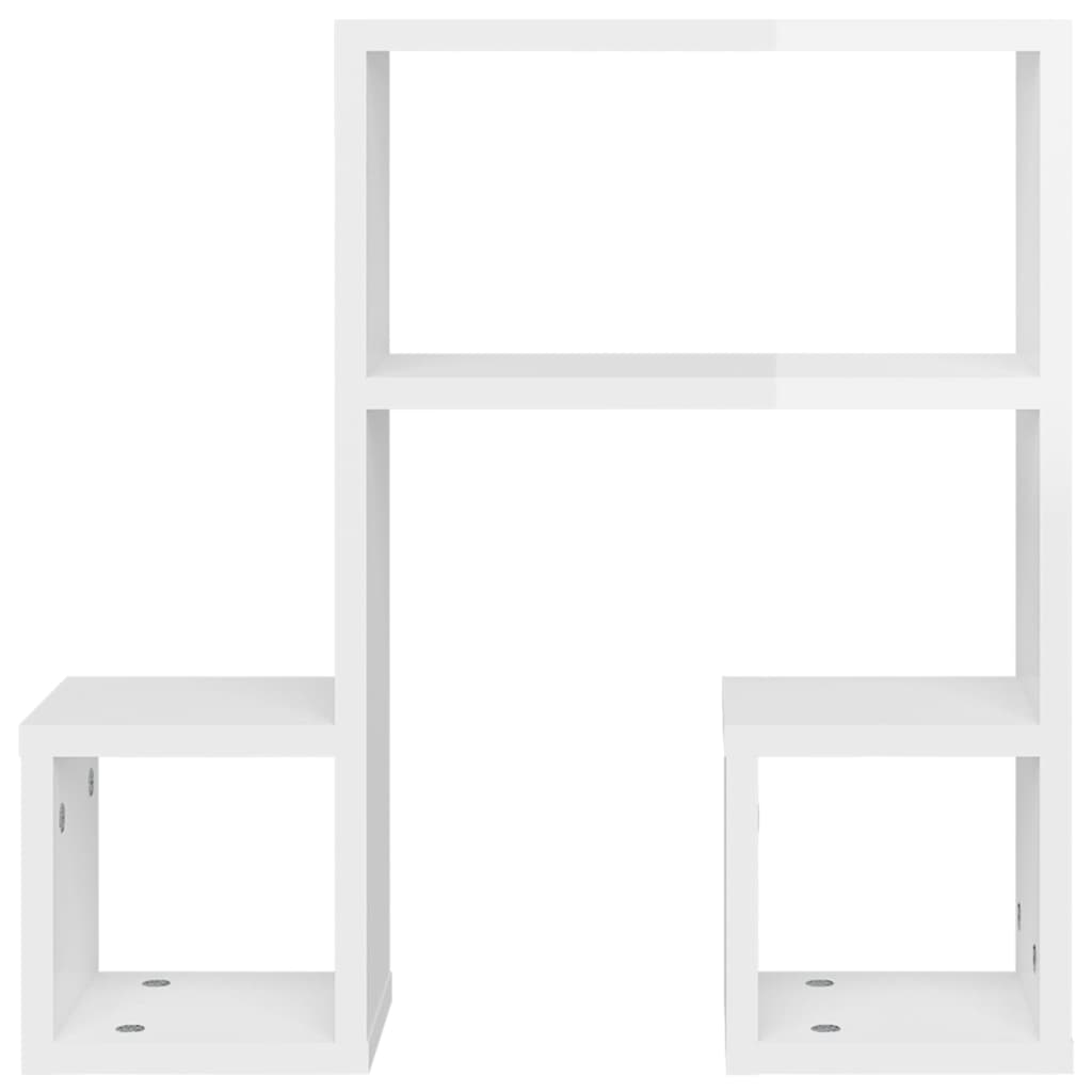 Estantes de parede 2 pcs derivados de madeira branco brilhante