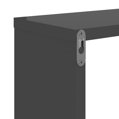 Estantes de parede 2 pcs derivados de madeira cinza brilhante