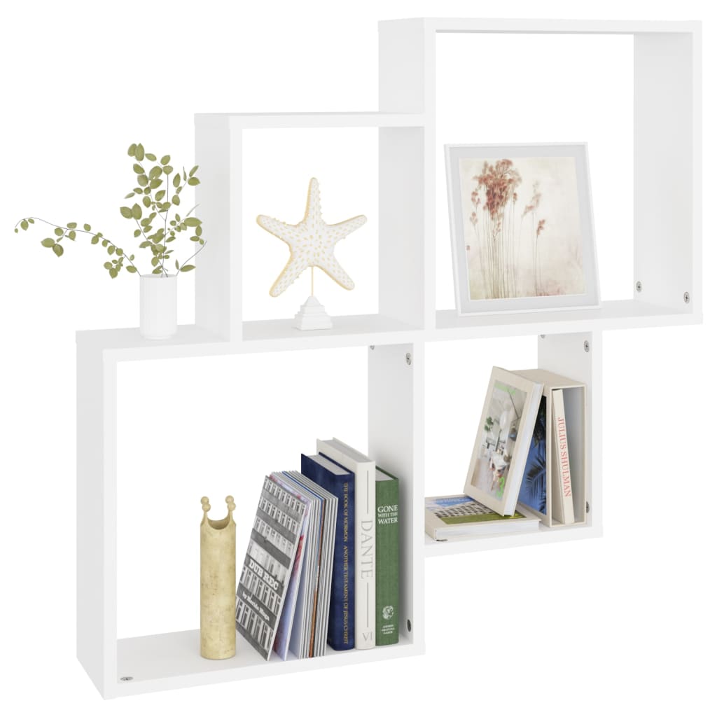 Estante de parede cúbica 80x15x78,5 cm deriv. de madeira branco