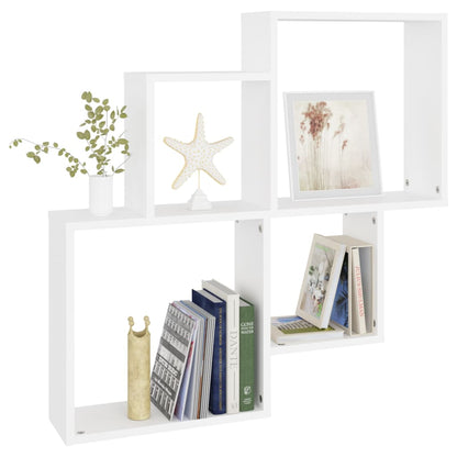Estante de parede cúbica 80x15x78,5 cm deriv. de madeira branco