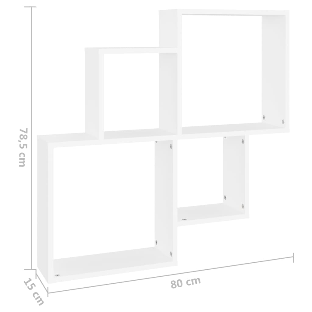 Estante de parede cúbica 80x15x78,5 cm deriv. de madeira branco