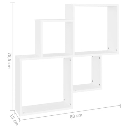 Estante de parede cúbica 80x15x78,5 cm deriv. de madeira branco