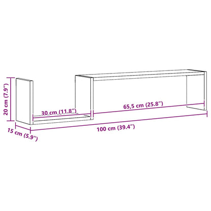 Estantes de parede 2 pcs derivados de madeira cinza cimento