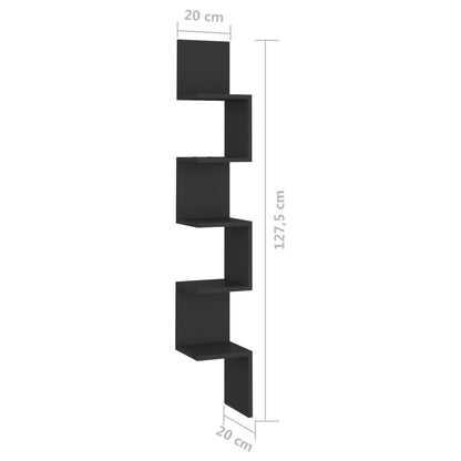 Estante de canto p/ parede 20x20x127,5 cm deriv. madeira preto