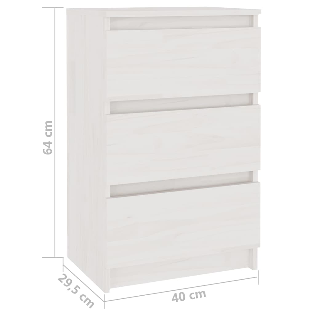 Mesa de cabeceira 40x29,5x64 cm madeira de pinho maciça branco