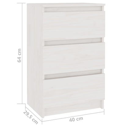 Mesa de cabeceira 40x29,5x64 cm madeira de pinho maciça branco