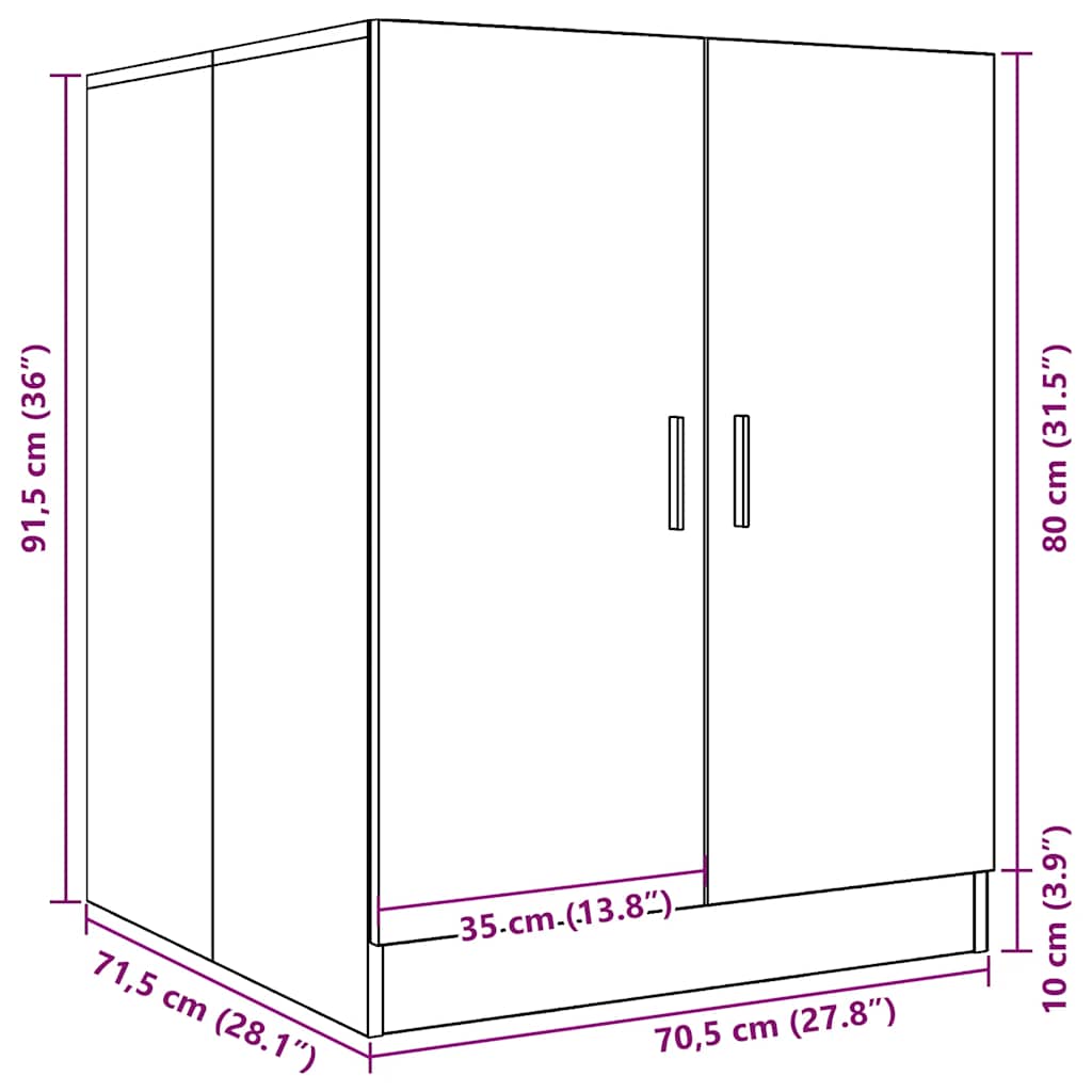 Armário para máquina de lavar roupa 71x71,5x91,5 cm preto