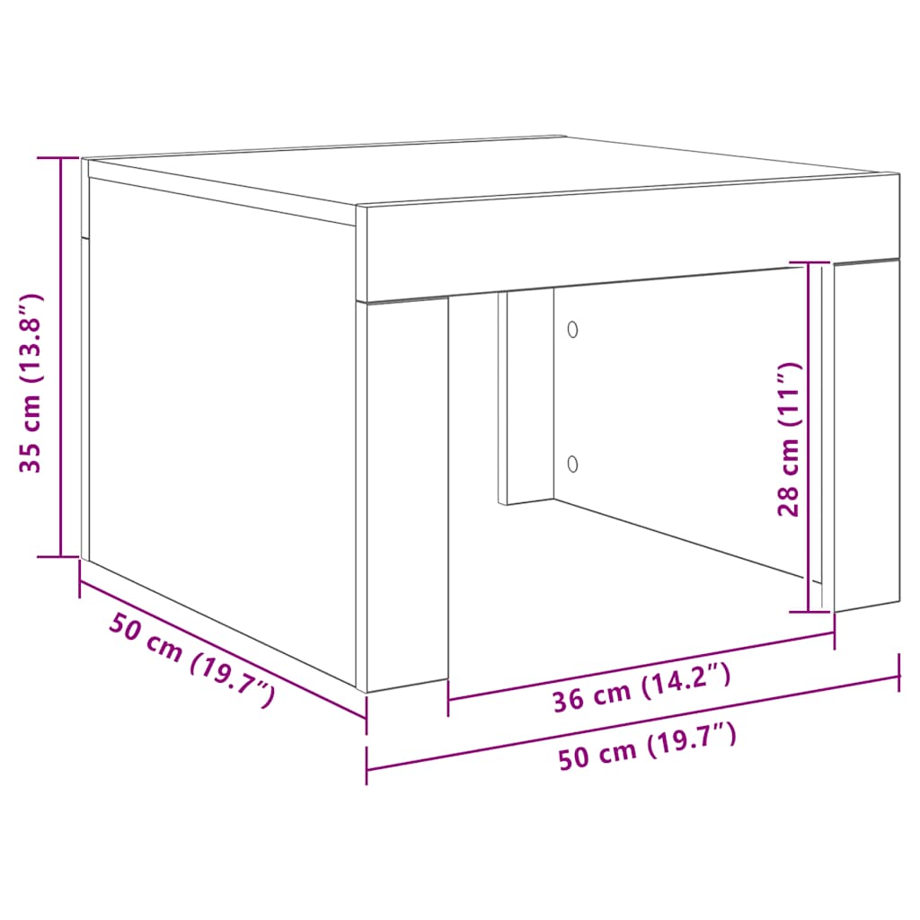 Mesa de centro 50x50x35 cm derivados de madeira cinzento sonoma