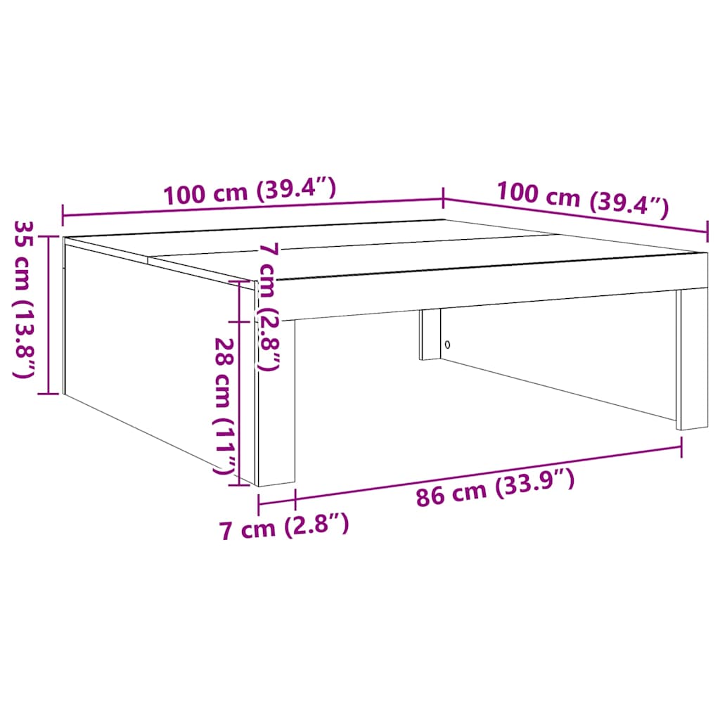Mesa de centro 100x100x35 cm derivados de madeira branco