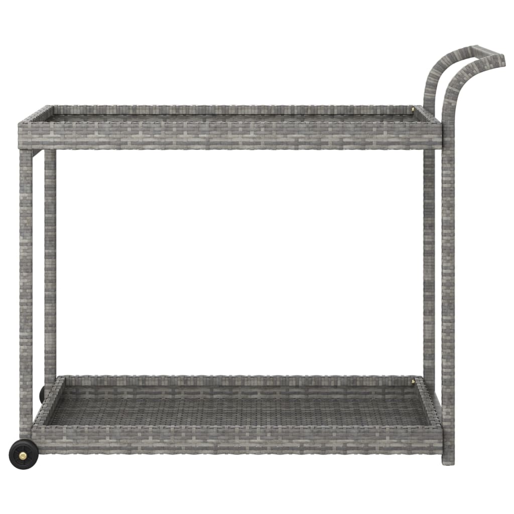 Carrinho de bar 100x45x83 cm vime PE cinzento