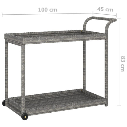 Carrinho de bar 100x45x83 cm vime PE cinzento