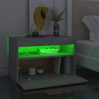 Mesa de cabeceira & luzes LED 2 pcs 60x35x40 cm cinza cimento