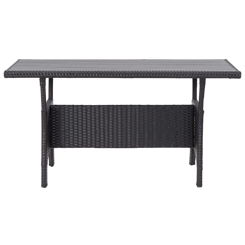 Mesa de jardim 120x70x66 cm vime PE preto