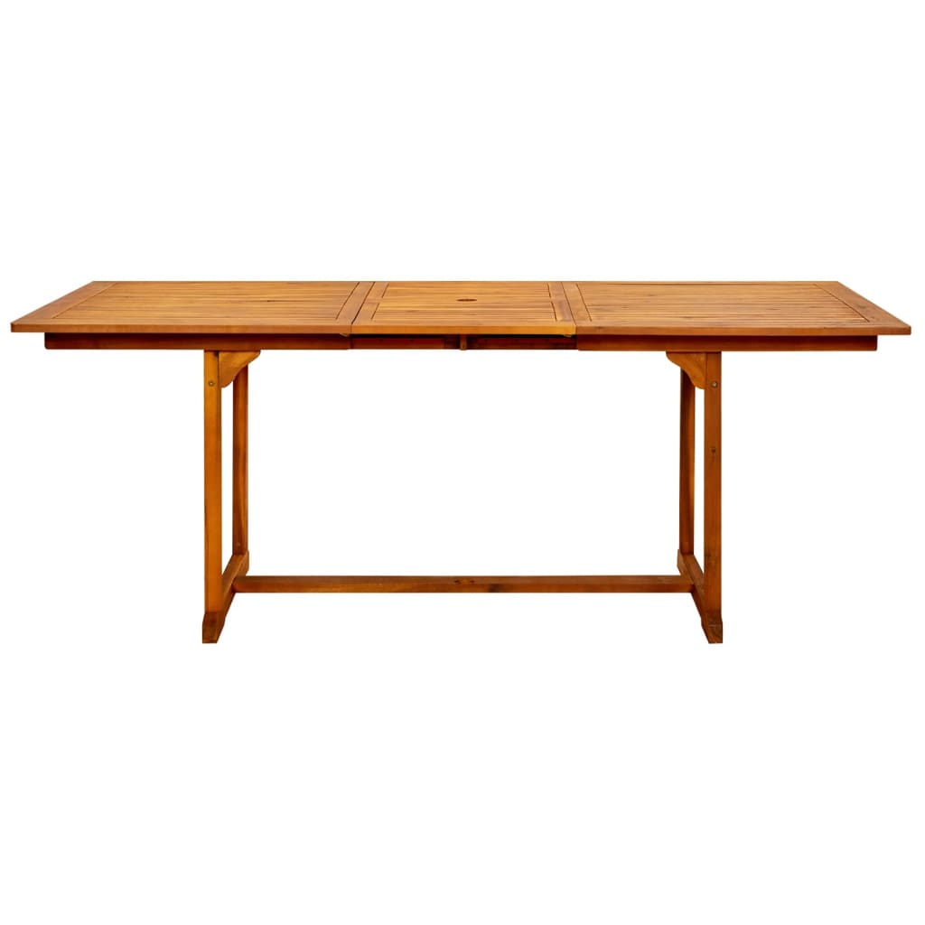 Mesa de jantar p/ jardim (150-200)x100x75 cm acácia maciça