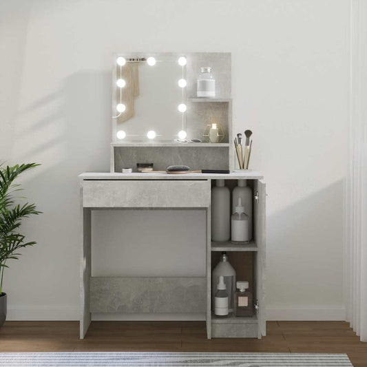 Toucador com LEDs 86,5x35x136 cm cinzento cimento