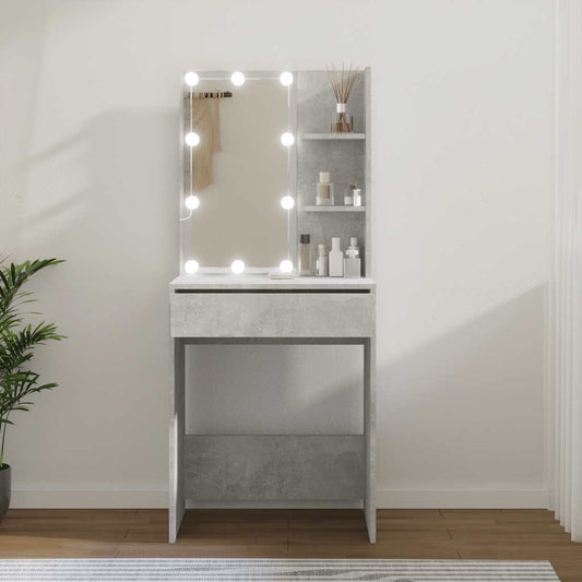Toucador com LEDs 60x40x140 cm cinzento cimento