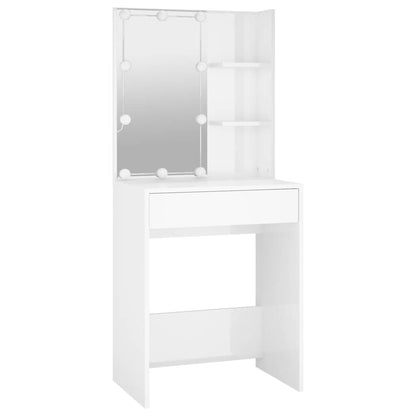 Toucador com LEDs 60x40x140 cm branco brilhante