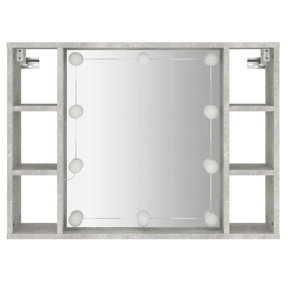 Armário espelhado com LED 76x15x55 cm cinzento cimento