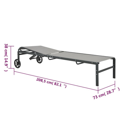 Espreguiçadeiras com mesa 2 pcs textilene e aço