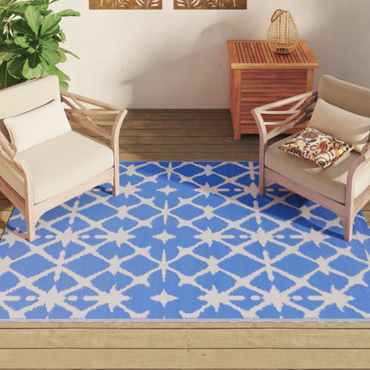 Tapete de exterior 140x200 cm ARAKIL PP azul e branco
