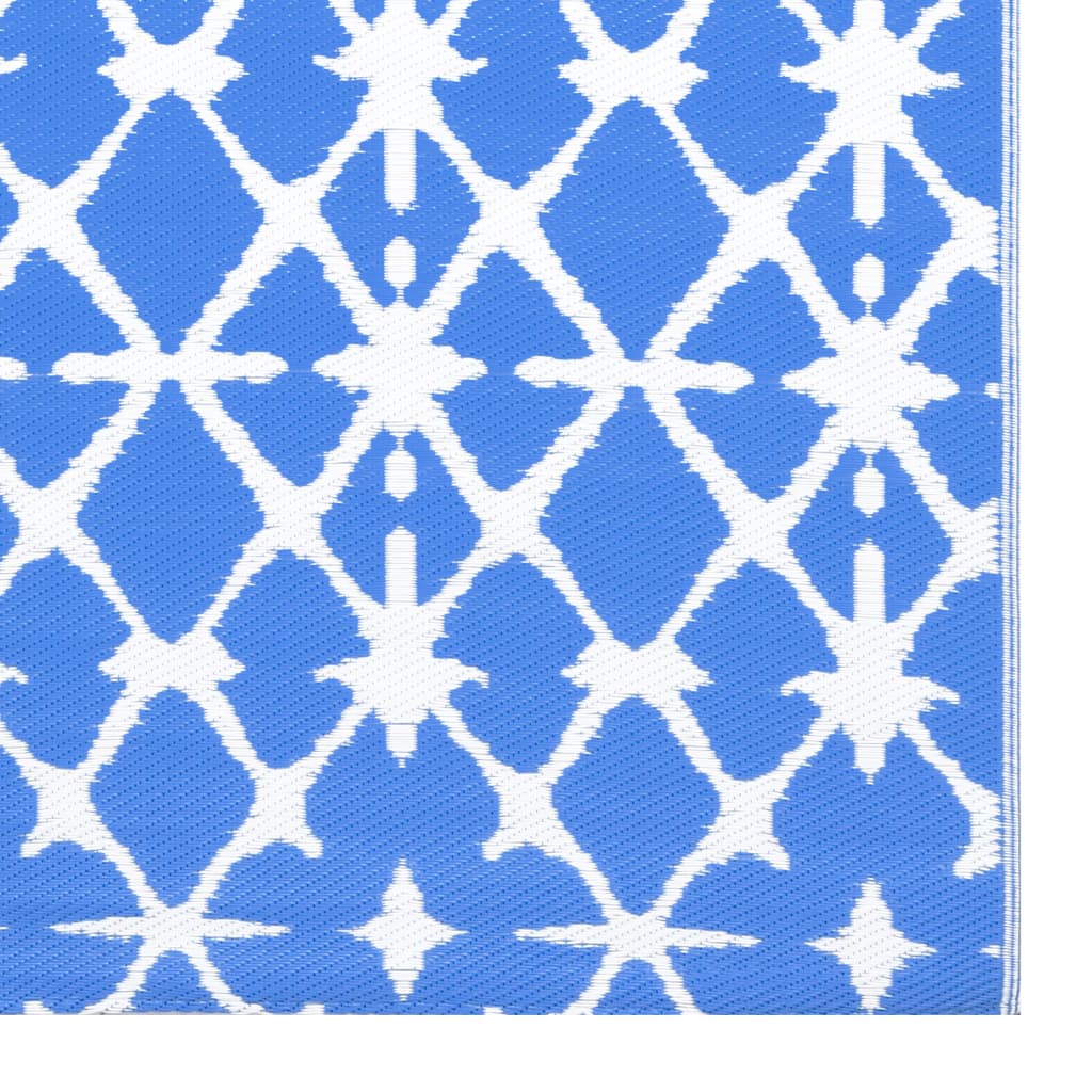 Tapete de exterior 140x200 cm ARAKIL PP azul e branco