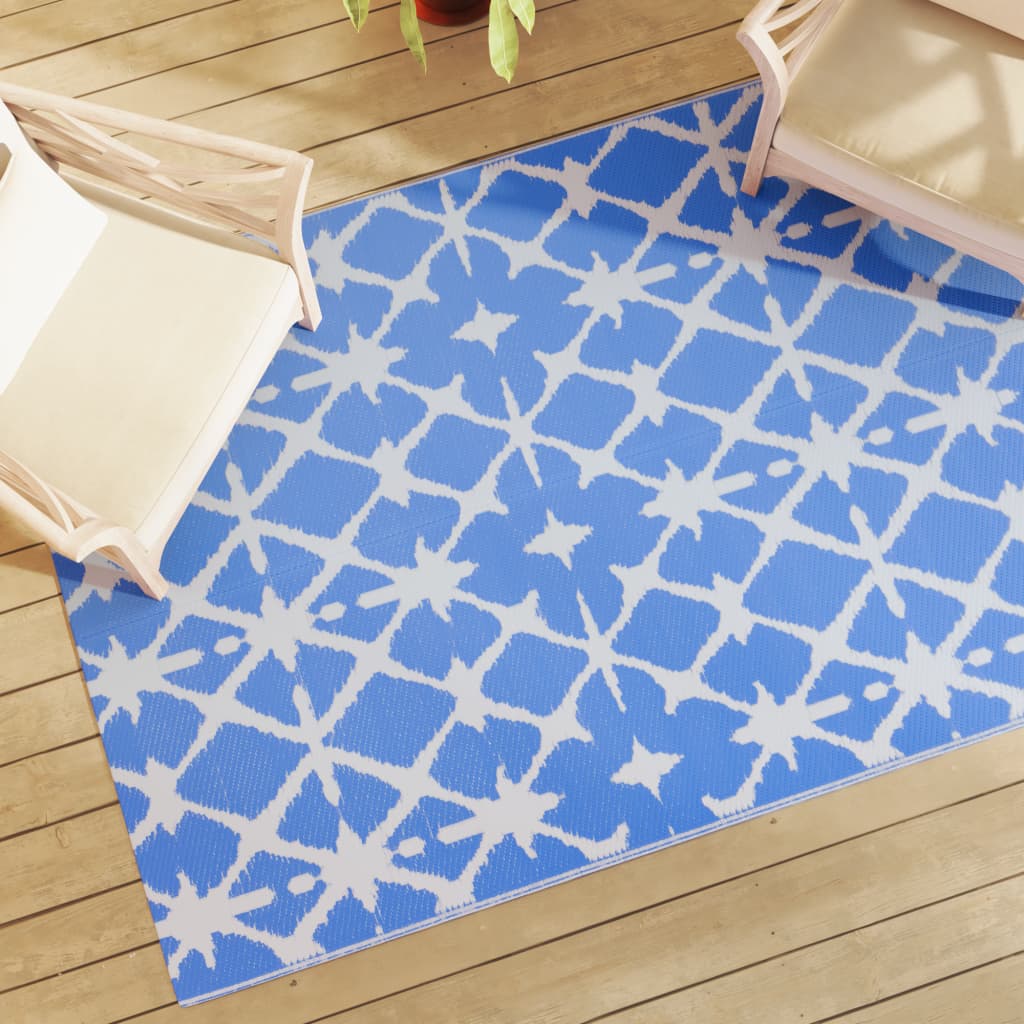 Tapete de exterior 140x200 cm ARAKIL PP azul e branco