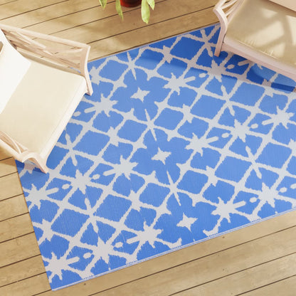 Tapete de exterior 140x200 cm ARAKIL PP azul e branco