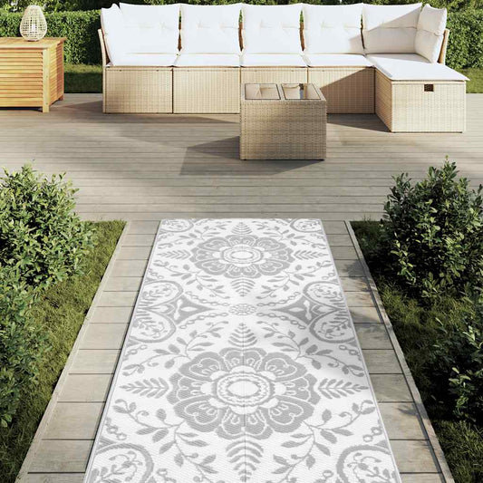 Tapete de exterior 80x250 cm ARAKIL PP cinzento-claro