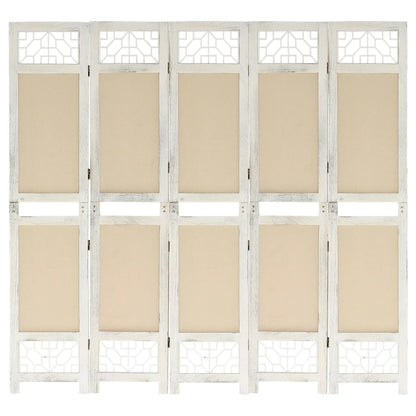 Biombo com 5 painéis 175x165 cm tecido cor creme