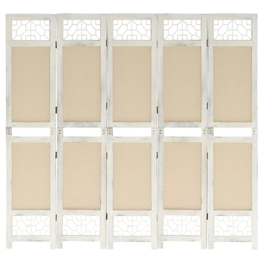 Biombo com 5 painéis 175x165 cm tecido cor creme