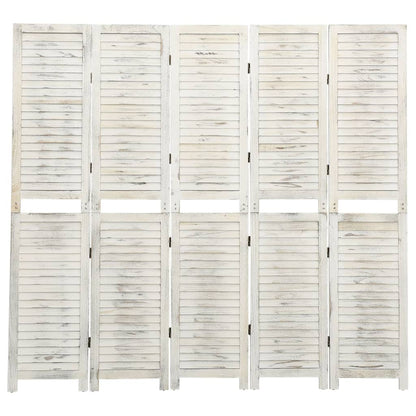 Biombo com 5 painéis 178,5x166 cm madeira branco antigo