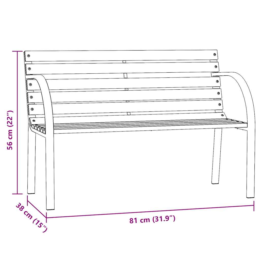 Banco de jardim p/ crianças 81 cm madeira abeto chinês cinzento