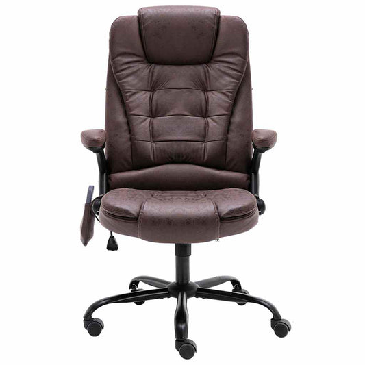 Cadeira massagens escritório couro artificial castanho-escuro